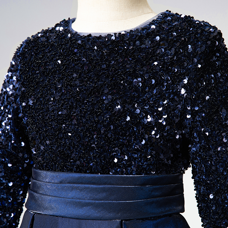 儿童高端礼服女童小提琴演奏礼服裙长袖主持人中大童钢琴演出服冬