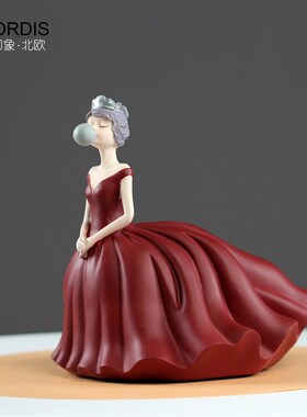 北欧吹泡泡女孩人物摆件客厅电视柜酒柜玄关装饰品乔迁新居礼物