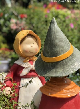 美式乡村花园景观庭院户外落地大摆件男孩女孩人物摆设幼儿园装饰