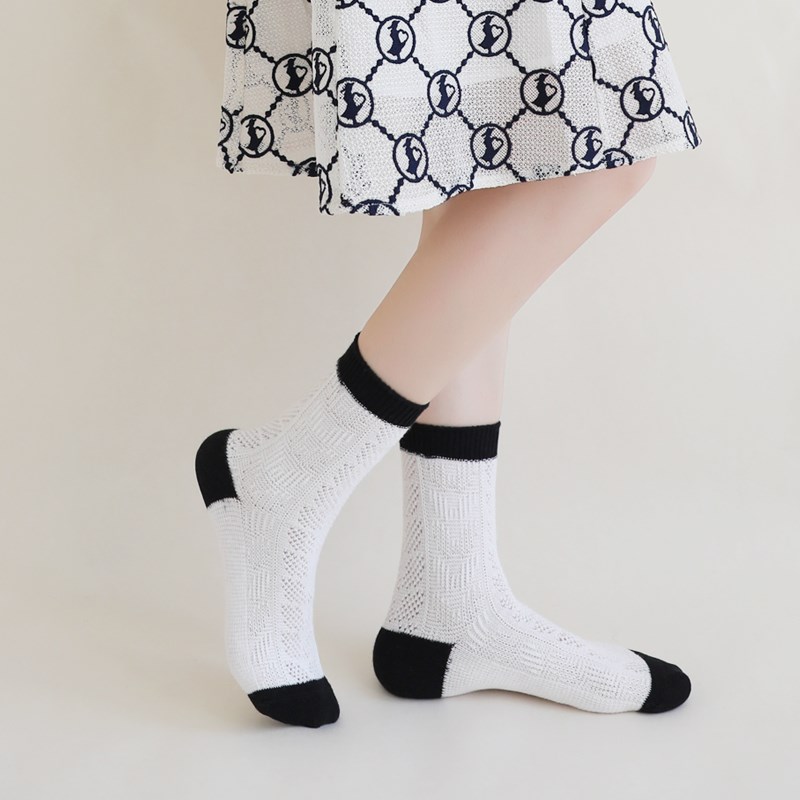 藤和自然破茧成蝶棉袜女春秋薄款镂空网袜简约时尚百搭中筒小腿袜