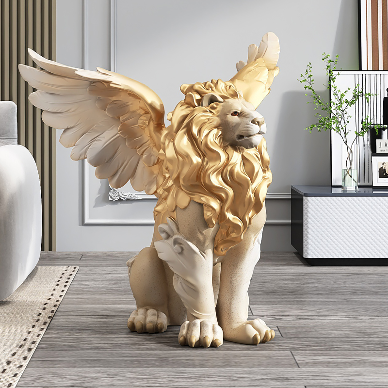 大型狮子客厅落地家居饰品电视柜旁开业礼物玄关雕塑艺术工艺礼品