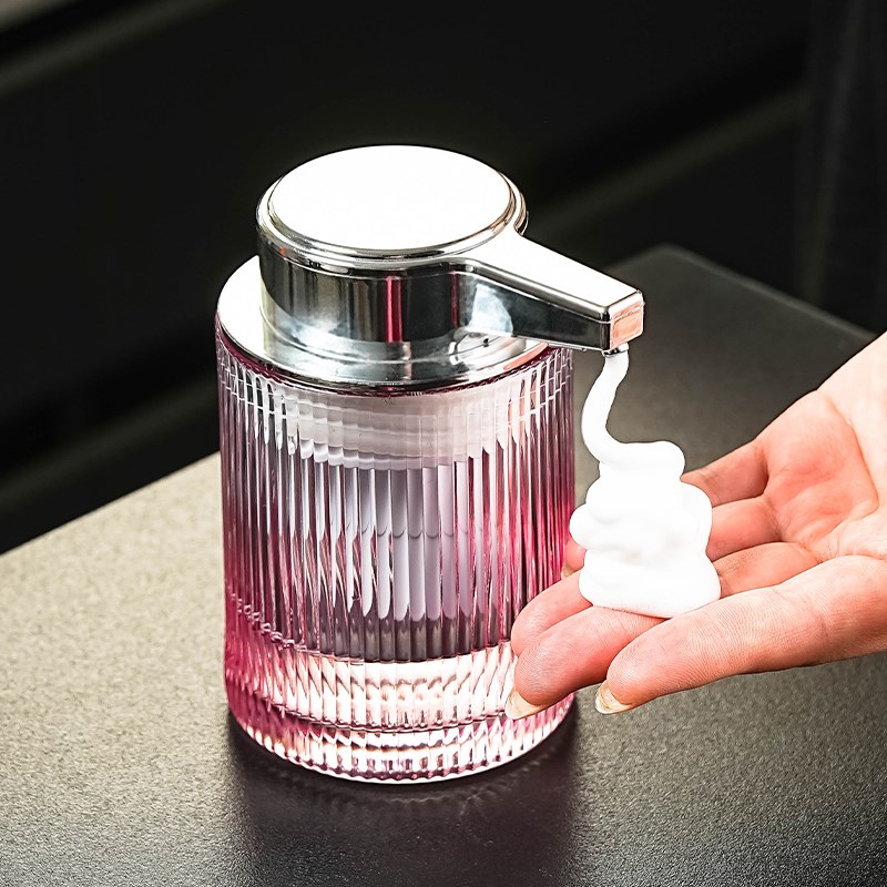 高级卫生间玻璃乳液器自动感应洗手液瓶子泡沫慕斯充电智能起泡机