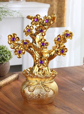 招财树摆件客厅电视柜酒柜装饰品家居玄关发财树摇钱树工艺品陶瓷