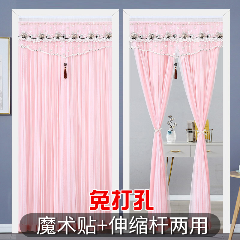 新款双层自粘门帘卧室过道隔断帘开放式衣柜遮挡帘奶茶店美甲装饰