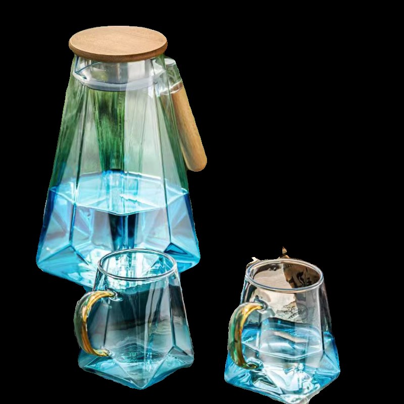 杯子高级感轻奢玻璃杯家用喝水带把手泡花茶杯耐高温待客创意套装