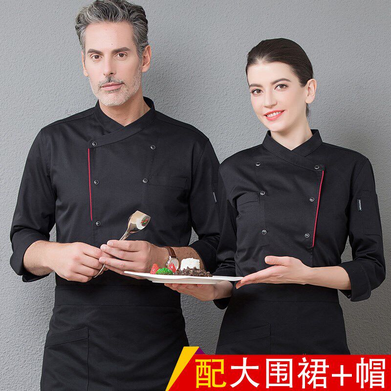 厨师工作服长袖男女秋冬酒店食堂工装餐厅后厨房衣服学校食堂工衣