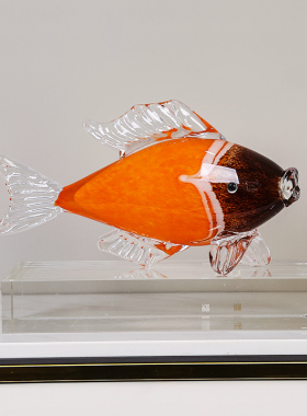 琉璃招财热带鱼动物摆件年年有余轻奢客厅样板房玄关桌面装饰送礼