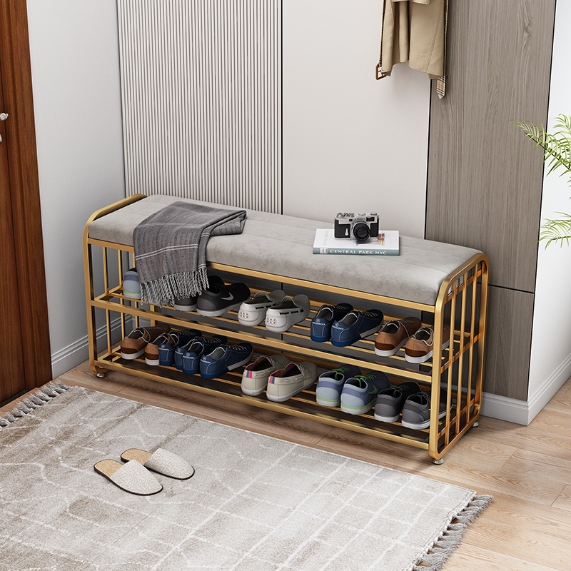 新款 换鞋凳家用门口可坐式穿鞋凳入户鞋柜坐凳一体软包坐垫鞋架