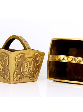 铜进宝斗摆件 铜斗摆件 铜金银满斗 年年有余斗 日进斗金摆件