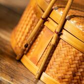 复古TGW竹编食盒提盒竹户外茶盒篮点心竹收篮茶具纳盒提圆形手提