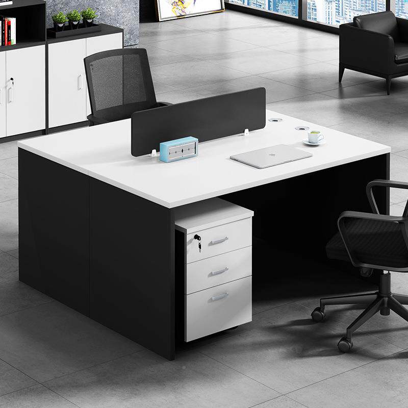 二中白色办桌公桌办公山室职员工位HWR简易四人位电脑椅组合现货