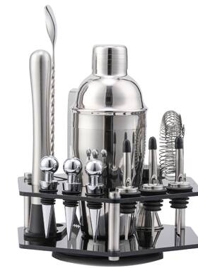 器现货黑色亚克力XJH套装鸡尾酒调酒酒吧工套具14件六边形旋转