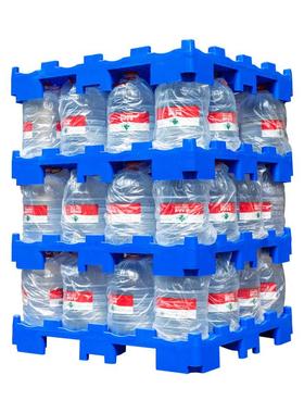 水厂加叉6车水栈板1塑桶方形五仑隔板料KLK桶装水托盘桶装水堆垛