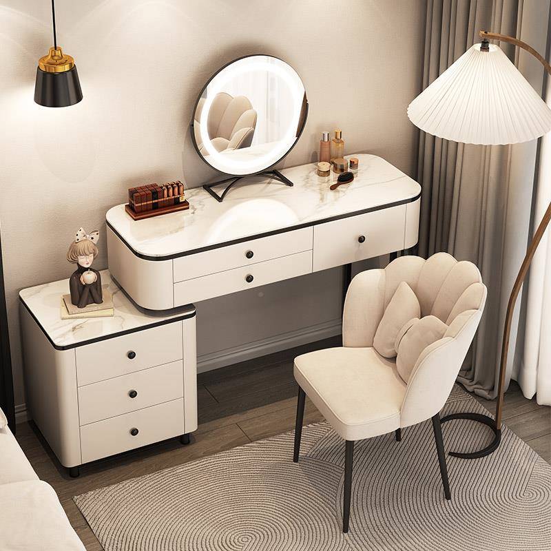 岩板实木梳妆台桌小简型RKK现户代约轻奢简易书桌化妆一体