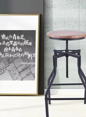 厂家销工业风创意铁艺VDS升吧降吧台椅吧客厅酒实直木座椅酒凳