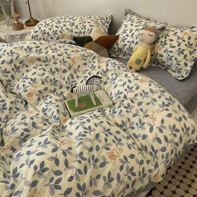 上品四件套非床全棉纯棉PPM舍被套简约被四季通用夏季宿床单三件