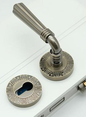 中式锌合金分/体黄古ZRP铜色大锁把手配套5872锁体