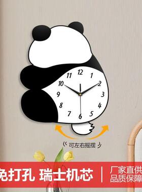 红创网意猫客摇摆熊钟表挂钟厅新款家用餐厅装饰AXN时钟挂墙大气