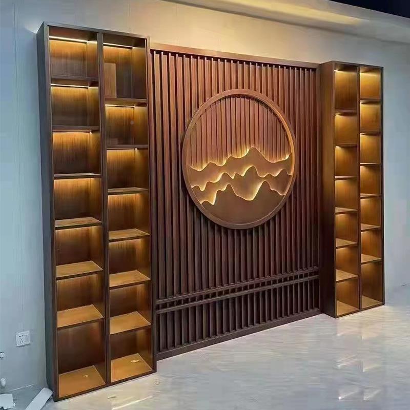 304壁不锈钢RBD嵌壁龛酒柜景装饰墙轻奢酒背吧客厅铝板入式不锈钢