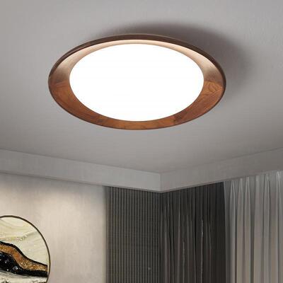 复古黑简胡木桃吸顶灯现代约中古DVB风卧室灯新圆中式家用形书房