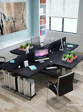 办公具职员办公桌组合36965简家约员工脑电椅桌四人位屏风拐角办公桌