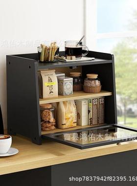 制桌面双层竹面收纳DQH箱厨透明亚克包力家用储物箱房碗筷收纳柜