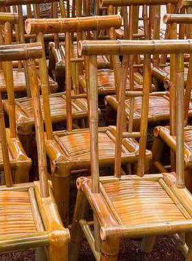 竹椅子竹靠背椅子家用竹凳围炉煮茶阳台老闲式手休工椅儿OUC童竹