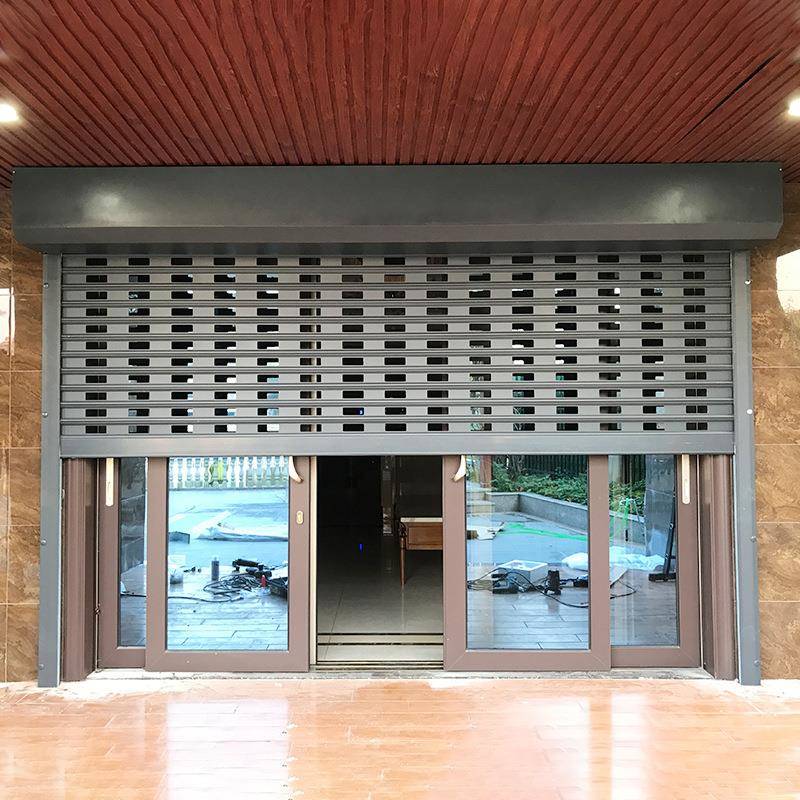 铝金镂空冲孔入户自动卷帘闸墅门电合动商铺库别车通风透气防WTV