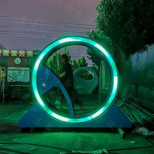 发光转轮滚筒游乐30584设商场公园身仓鼠备脚踏电滚筒跑步健发机