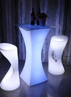 酒吧桌椅户外休露天阳台发光高脚网红创桌意清型DZU吧闲发光方小