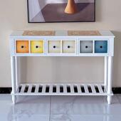 美式 玄实木关桌吧台柜用桌家客厅玄关供桌条案小型超HAP窄长条桌