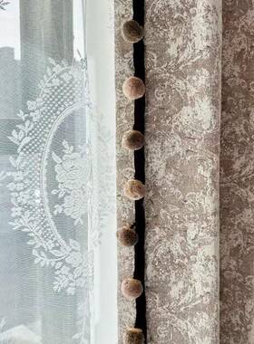 新款美式复古玫瑰棕庄园红色雪尼UKY窗帘客厅尔卧室端提花高遮光