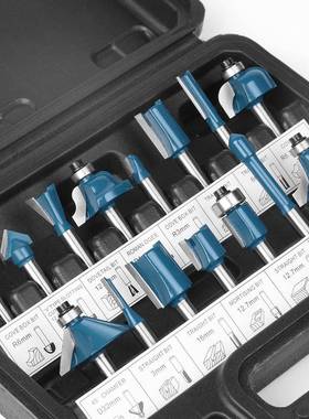 FXF1/柄15套木装工铣刀套件修边机刀头4电木开槽镂铣刀直刀