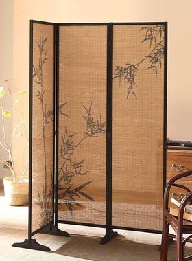 宋美子学新中式屏风竹茶隔断QLM竹编客厅室围挡国风竹影折叠代实