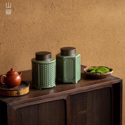 陶茶叶普洱锡盖密封罐家用茶叶瓷储存红茶罐绿井茶越20240301窑青