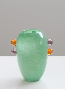 北欧意手工双耳古渐变创口花瓶高小级感餐桌电视柜软装中BX88-15