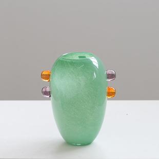 北欧意手工双耳古渐变创口花瓶高小级感餐桌电视柜软装中BX88-15