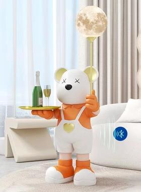 创意客厅落地大背带熊品摆件轻奢暴力熊玄关型纳托盘收装饰乔迁新