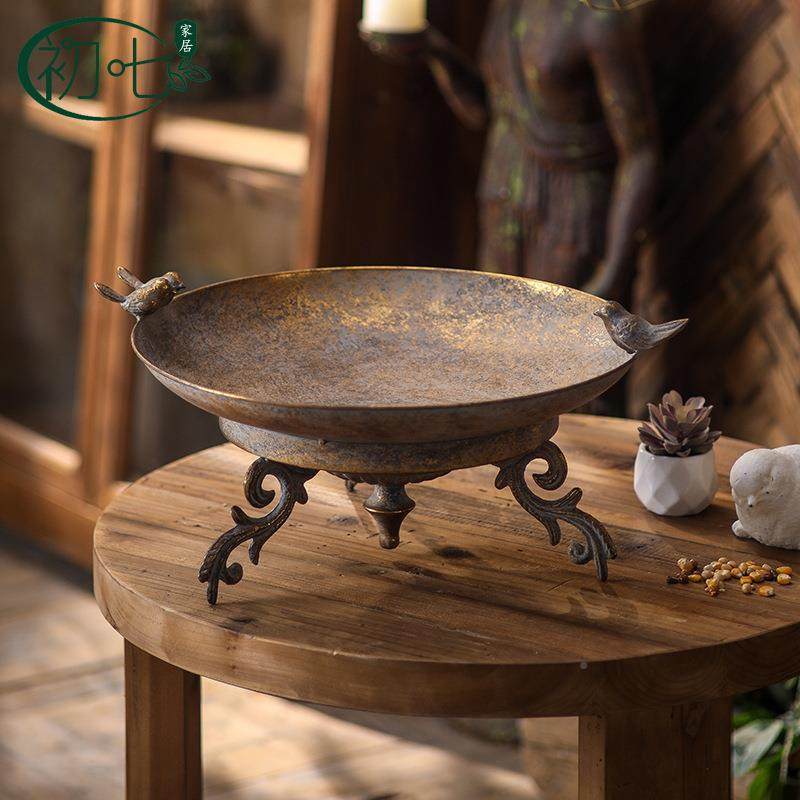 仿古铁艺果盘摆件美民式创玄意关水SQI托盘宿果房间杂物收纳盘装,家居饰品,香薰托盘,淘宝优惠券,粉丝福利购,淘宝优惠卷