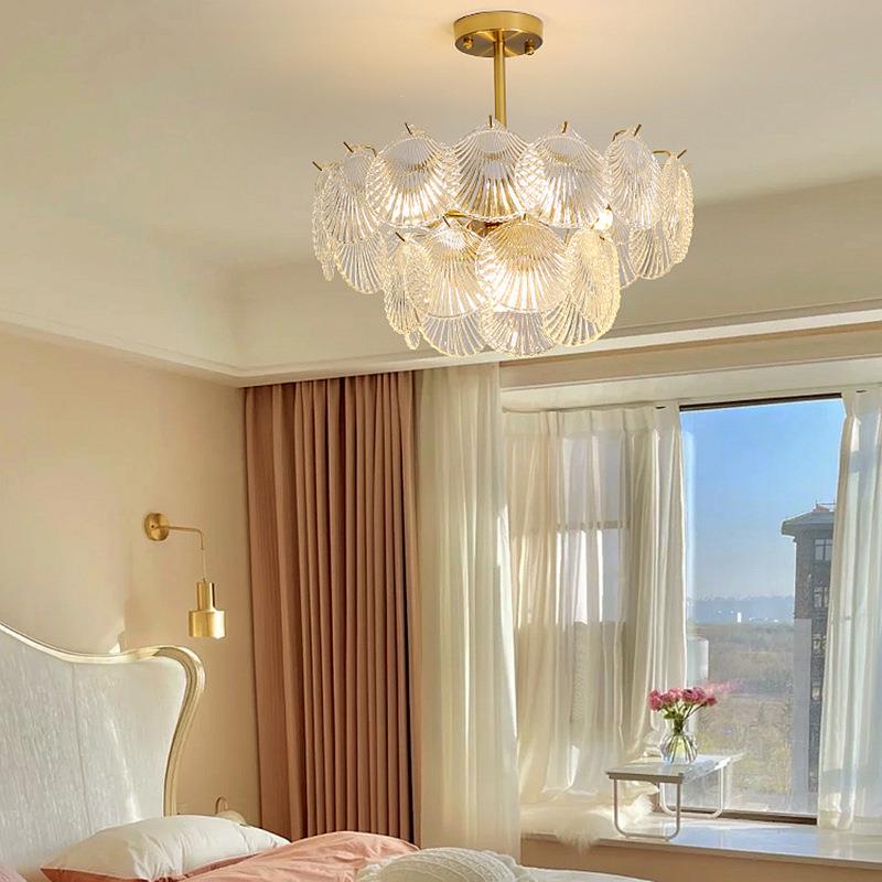 轻奢壳法璃式中古玻卧室客厅吊灯约北欧简大厅艺术创意787设计感