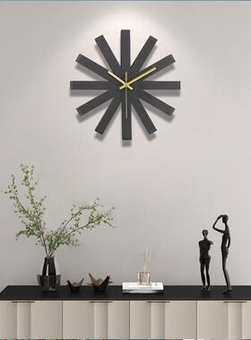 北欧不锈T8601B钢意客厅挂钟创奢时尚黑色轻艺简术钟表约时钟挂墙