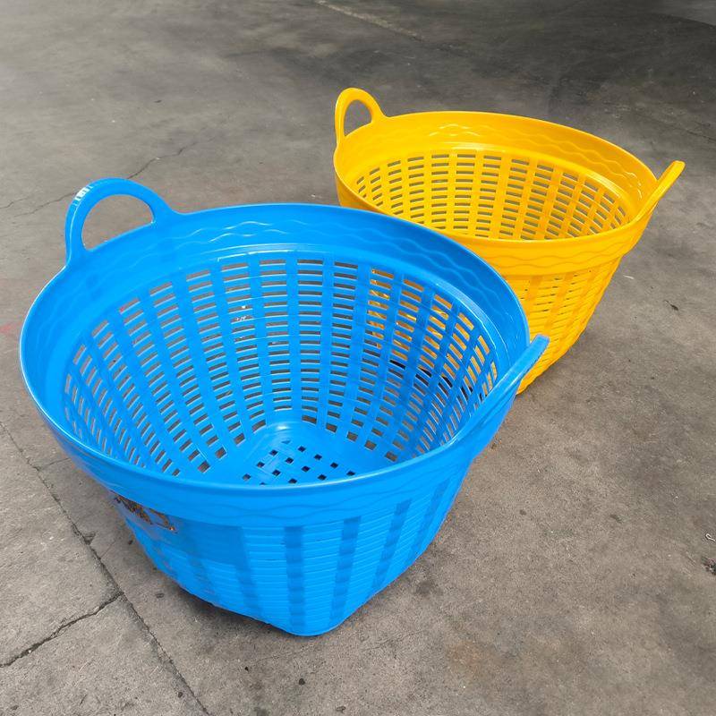 大号塑料塑圆筐带耳榴莲水果收纳筐65*鲜4600蔬菜海收集料DLL箩筐