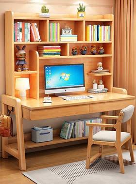 实木书书架儿一体可升36082降学电脑生桌家用成人写字桌台卧室童