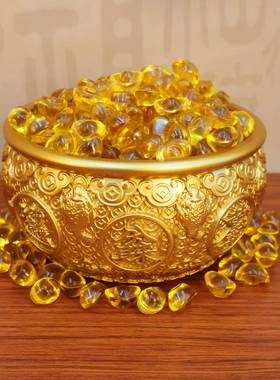 黄铜金蟾源聚宝盆聚宝碗招财摆开业送礼件财滚金蟾聚宝滚玄家用关