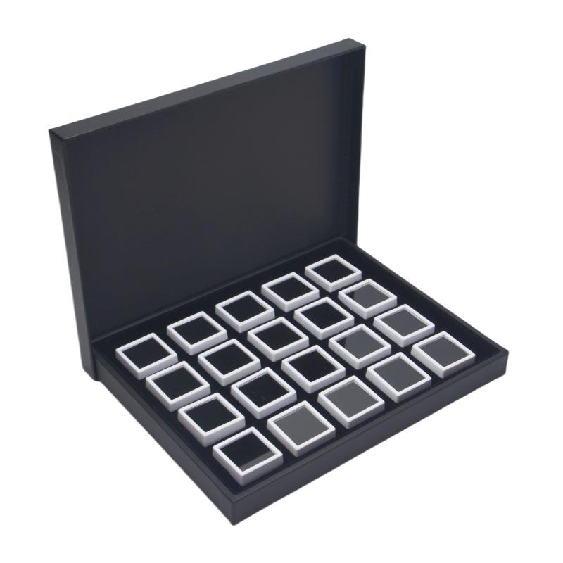 璃盖方面形塑料珠宝裸石戒盘展示托JFV盘彩宝盒子玻宝石样品首饰
