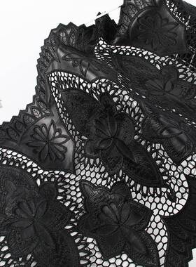 35cm辅皮花革激光T1037J大花边纶丝刺绣花边镂空绣重工激光绣皮料