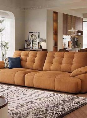 奶油风雪尼尔布艺沙小户型客现厅风代简约新款复QLF古直排云朵沙