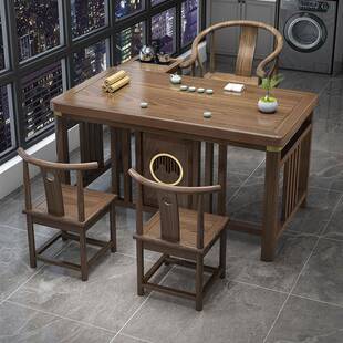 阳小户型功茶桌椅组新中式实木办公茶几台一桌五椅80134家用合夫