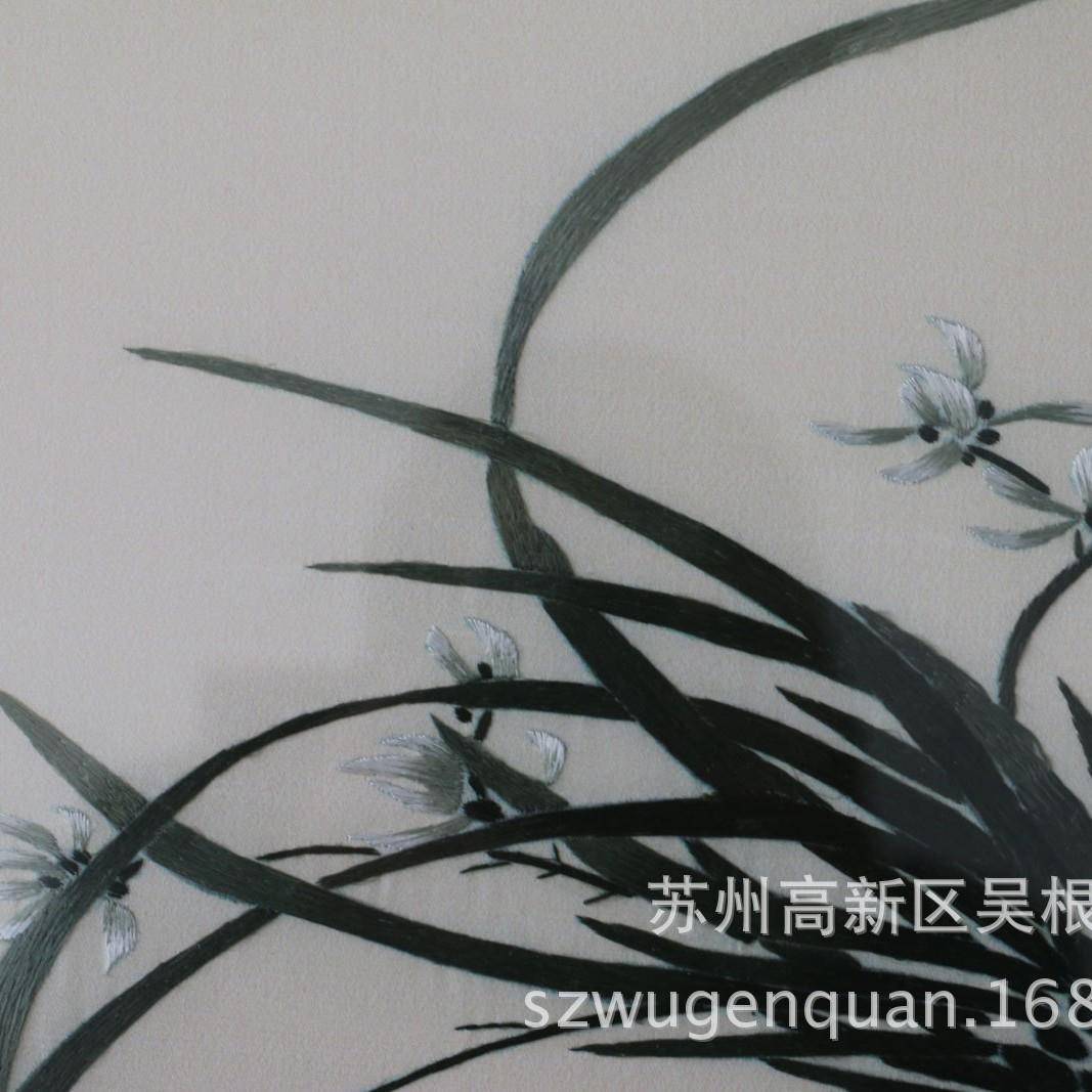 苏绣梅兰竹菊带四成品客厅书360框房饰画苏州手工刺绣画联装幅