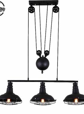 亚马逊美15426式复古lt餐厅吧灯创o意个性过酒吧工程滑f轮升台降